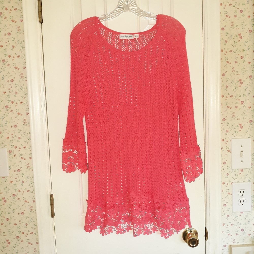 Kim Rogers Coral Tunic Cover Up Size Medium